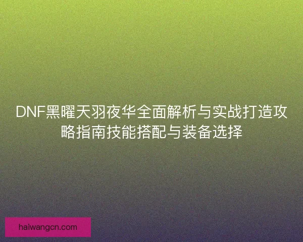 DNF黑曜天羽夜华全面解析与实战打造攻略指南技能搭配与装备选择