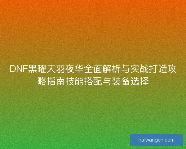 DNF黑曜天羽夜华全面解析与实战打造攻略指南技能搭配与装备选择
