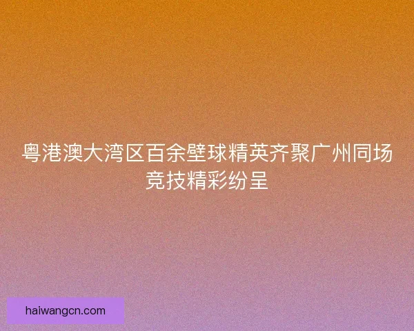 粤港澳大湾区百余壁球精英齐聚广州同场竞技精彩纷呈